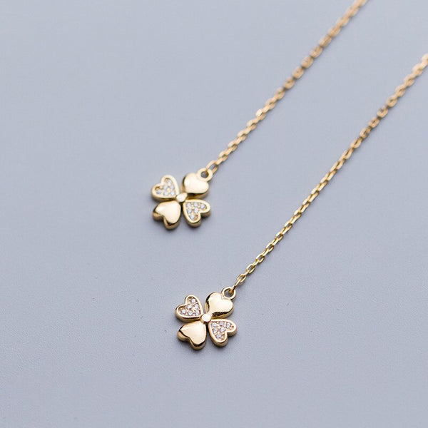 Four Leaf Clover Threader Earrings