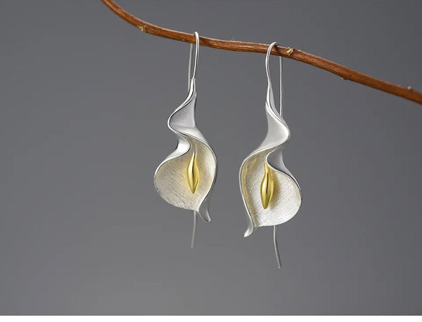 18K Gold Calla Lily Earrings