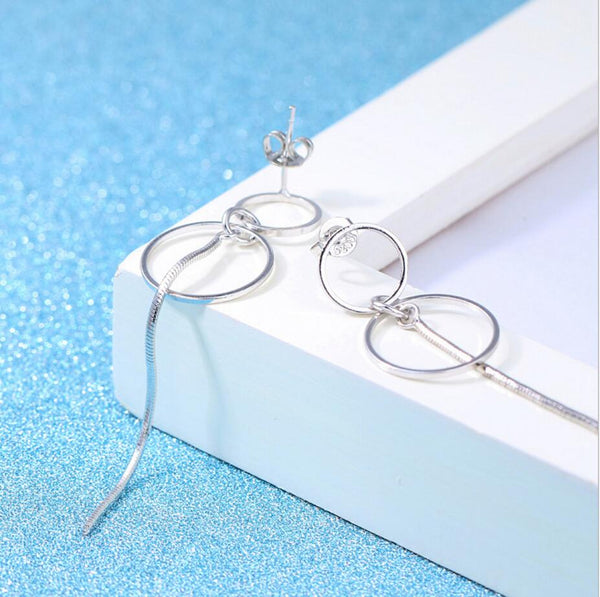 Double Circle Dangle Tassel Earrings