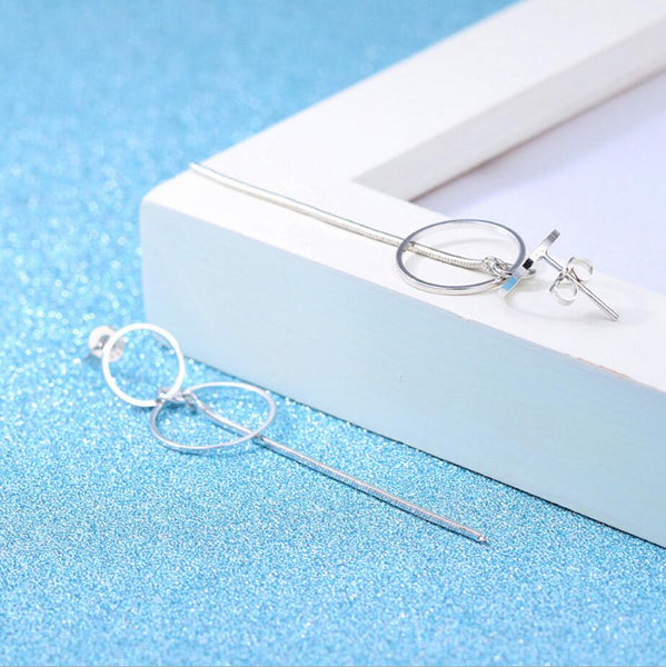 Double Circle Dangle Tassel Earrings