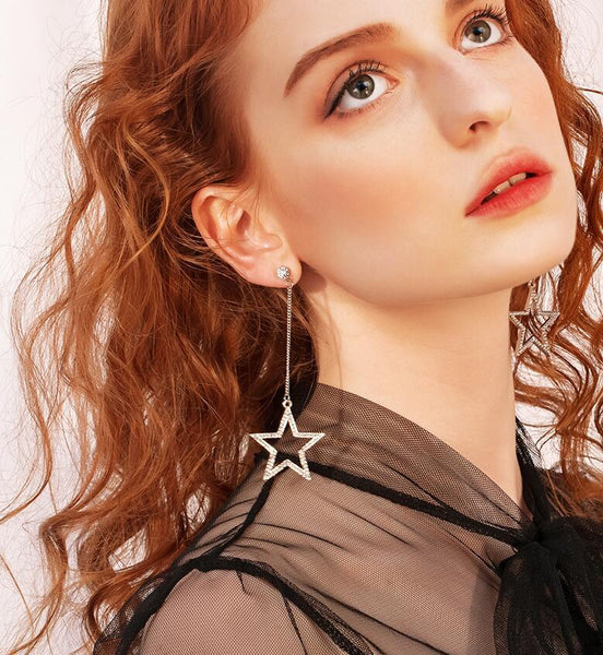 Crystal Dangle Star Earrings
