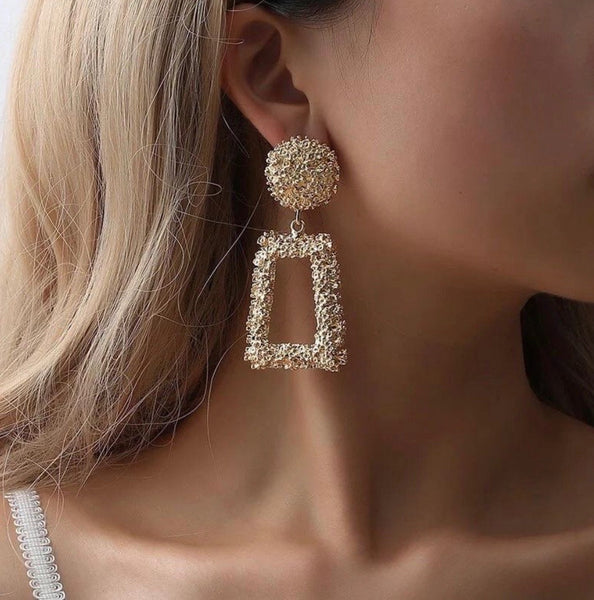 Rectangle Textured Statement Earrings