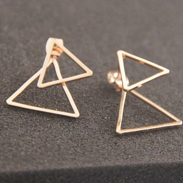 Double Triangle Ear Jacket Earrings