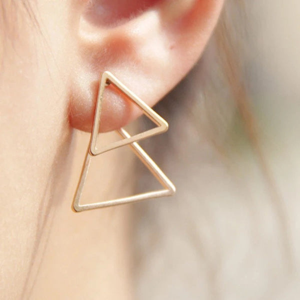 Double Triangle Ear Jacket Earrings