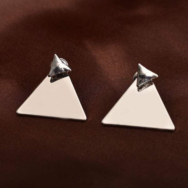 Glossy Triangle Ear Jacket Earrings