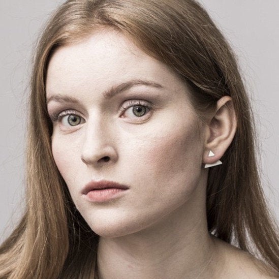 Glossy Triangle Ear Jacket Earrings