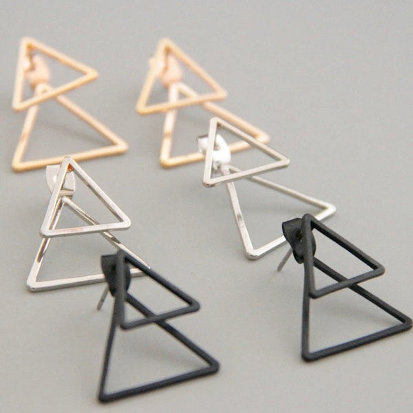 Double Triangle Ear Jacket Earrings