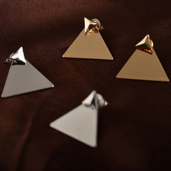 Glossy Triangle Ear Jacket Earrings