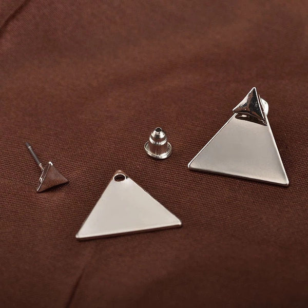Glossy Triangle Ear Jacket Earrings