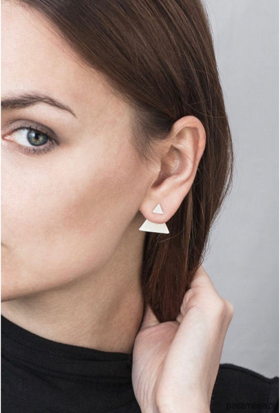 Glossy Triangle Ear Jacket Earrings