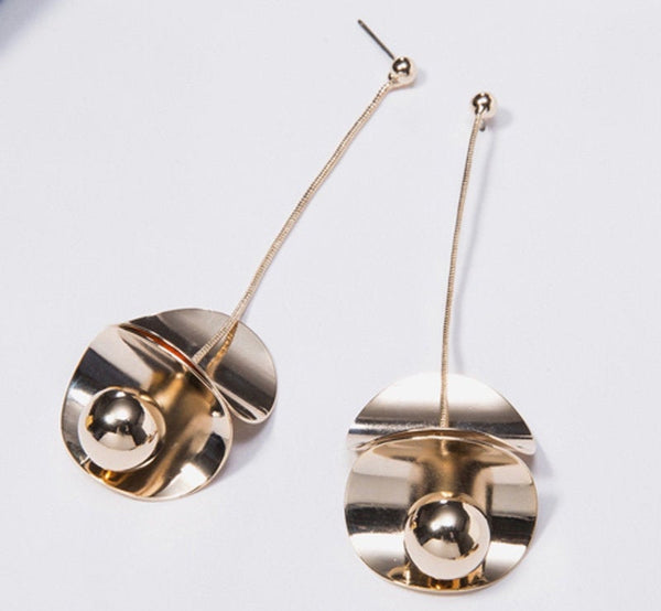 Long Dangle Petal Ball Chain Earrings