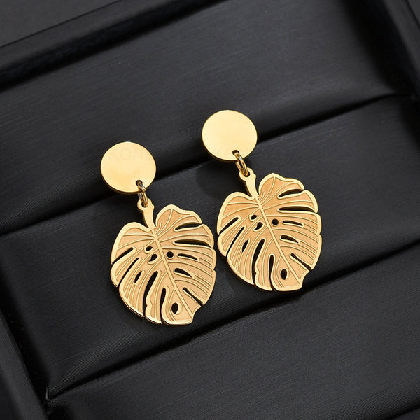 Small Monstera Leaf Earrings