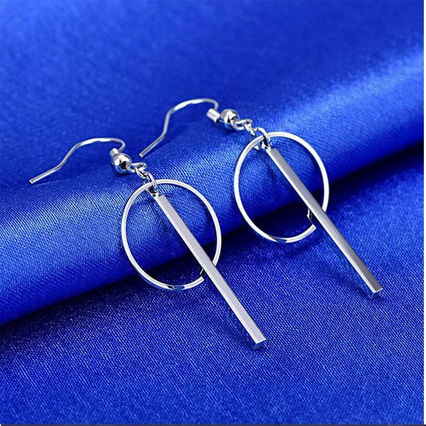 Small Circle Dangle Bar Earrings