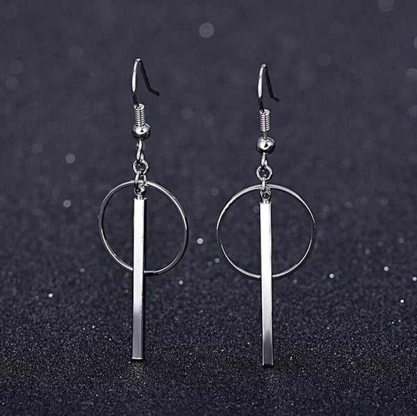Small Circle Dangle Bar Earrings