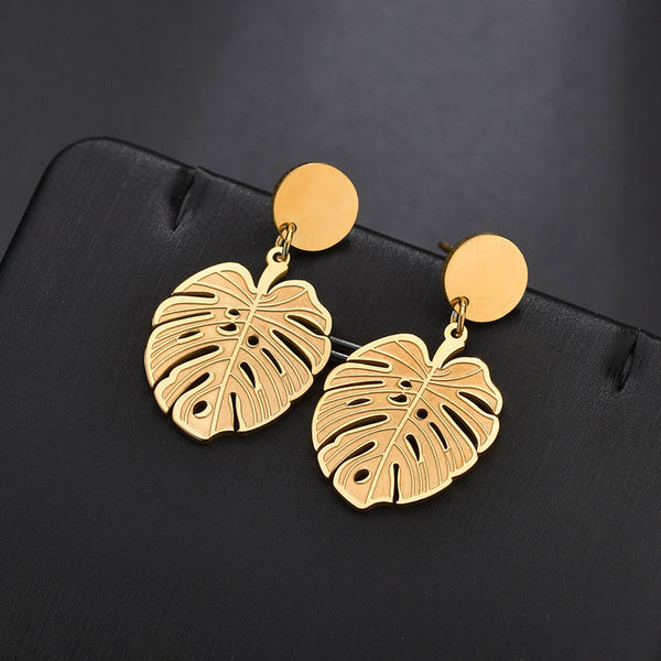 Small Monstera Leaf Earrings