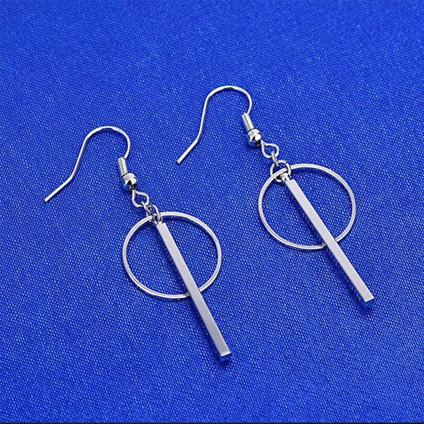 Small Circle Dangle Bar Earrings