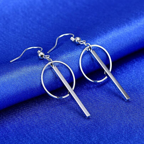 Small Circle Dangle Bar Earrings
