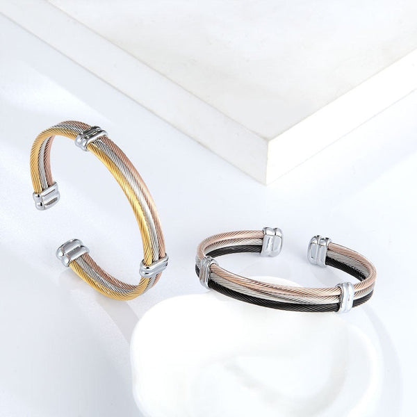 Twisted Cable Layered Bangle Bracelet