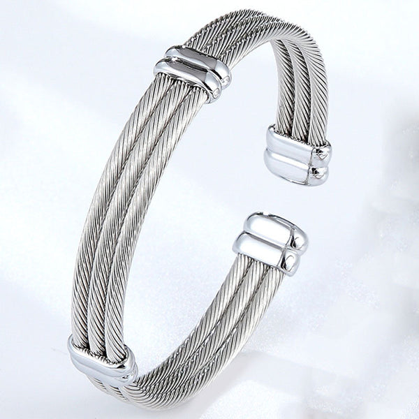 Twisted Cable Layered Bangle Bracelet