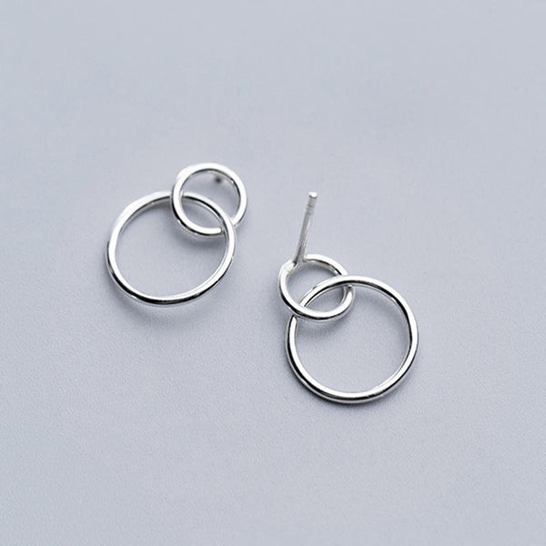 Small Double Circle Stud Earrings