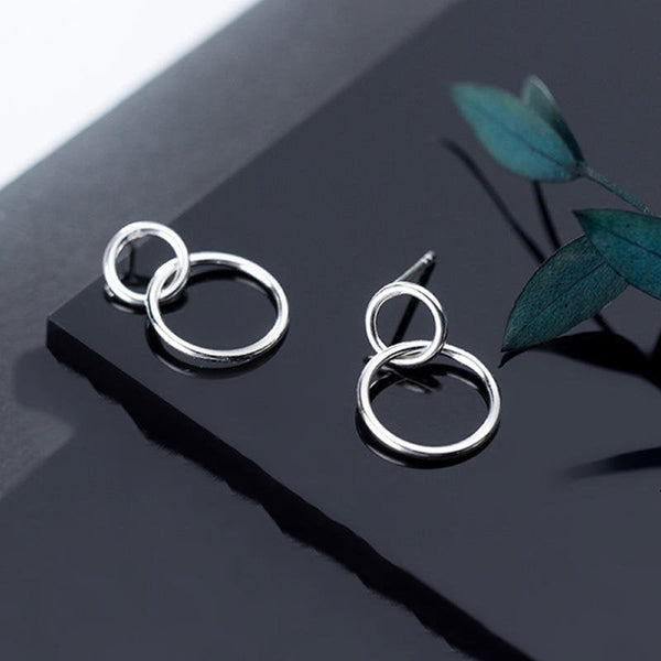 Small Double Circle Stud Earrings