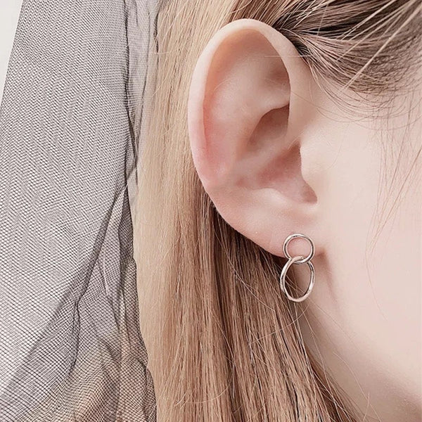 Small Double Circle Stud Earrings