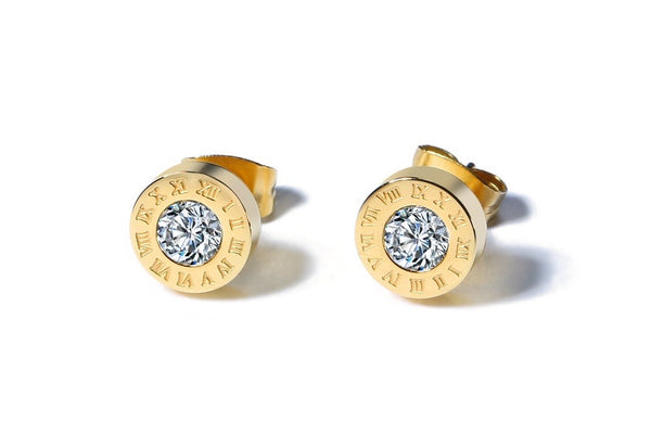 Roman Numerals Crystal Studs