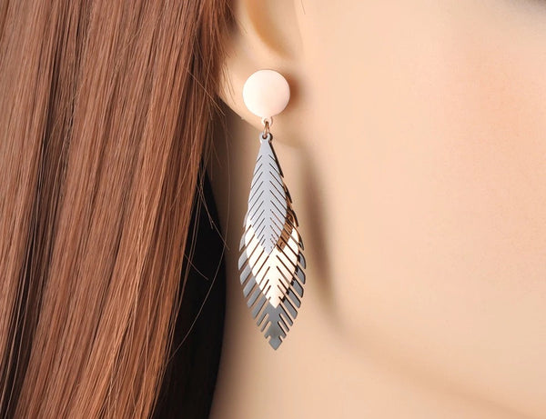 Lariat Dangle Leaves Earrings
