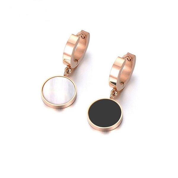 Black and White Huggie Charm Earrings