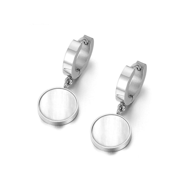 Black and White Huggie Charm Earrings