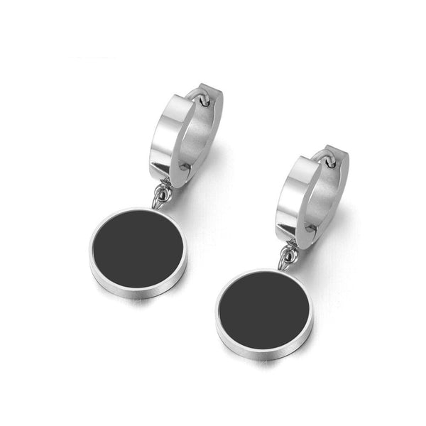 Black and White Huggie Charm Earrings