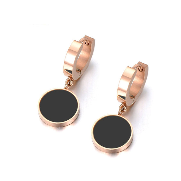 Black and White Huggie Charm Earrings
