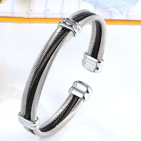 Twisted Cable Layered Bangle Bracelet