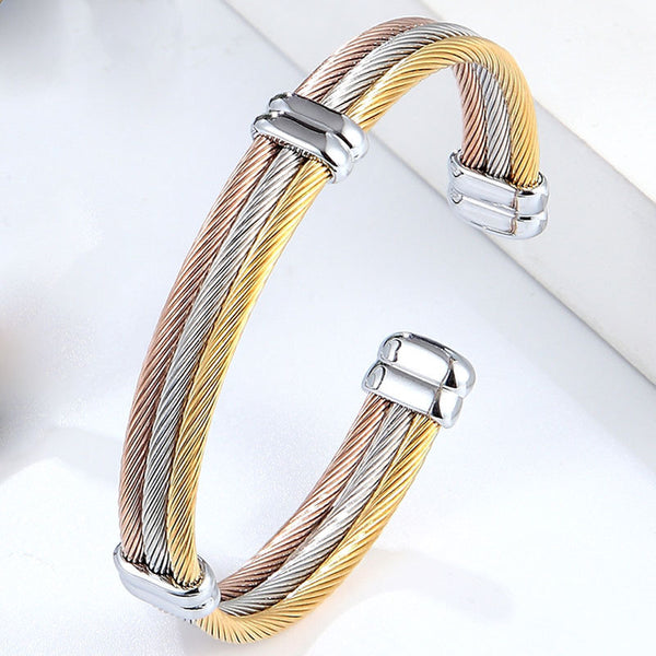 Twisted Cable Layered Bangle Bracelet