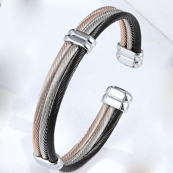 Twisted Cable Layered Bangle Bracelet