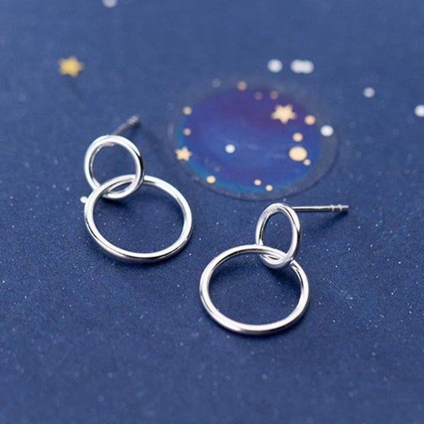Small Double Circle Stud Earrings