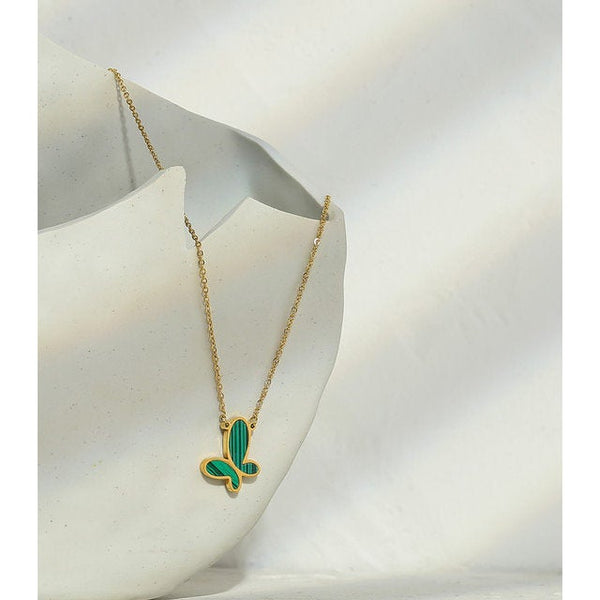 Green Butterfly Pendant Necklace