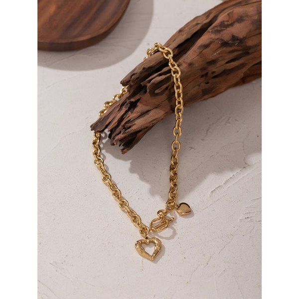 Angel Wings Toggle Clasp Link Chain Necklace