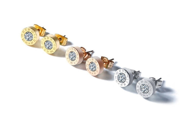 Roman Numerals Crystal Studs