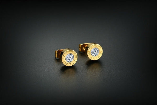 Roman Numerals Crystal Studs