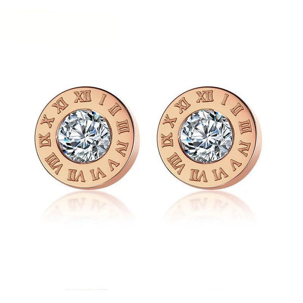 Roman Numerals Crystal Studs