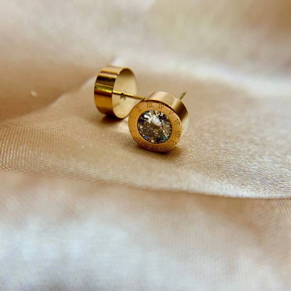Roman Numerals Crystal Studs