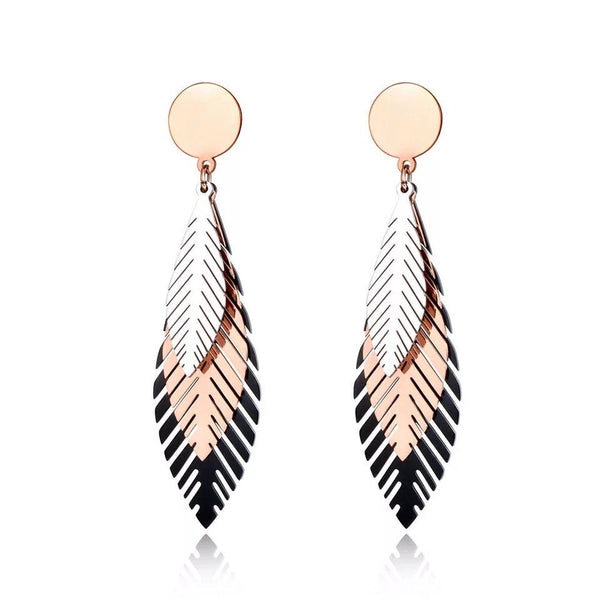 Lariat Dangle Leaves Earrings