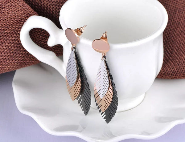 Lariat Dangle Leaves Earrings