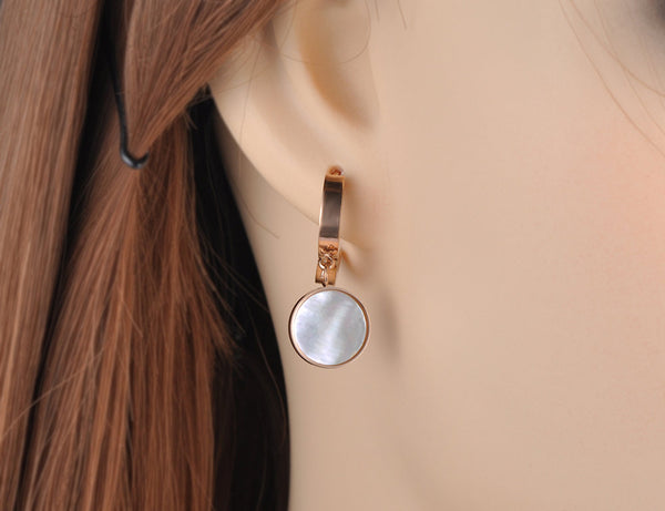 Black and White Huggie Charm Earrings