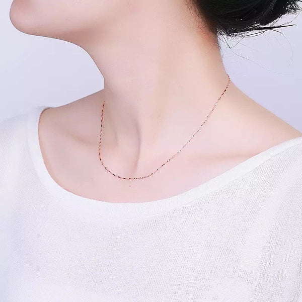 Solid Sterling Silver Delicate Twisted Chain Necklace