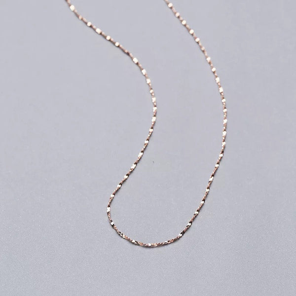 Solid Sterling Silver Delicate Twisted Chain Necklace
