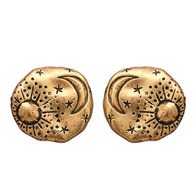 Celestial Hammered Circle Retro Earrings