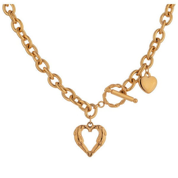 Angel Wings Toggle Clasp Link Chain Necklace