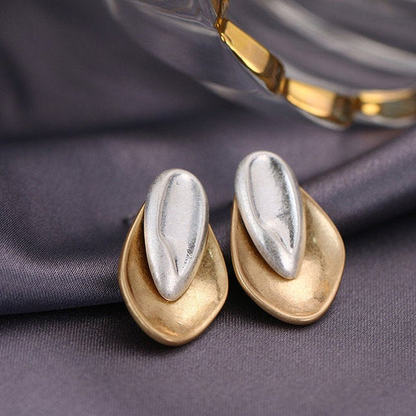 Almond Gold and Silver Earrings